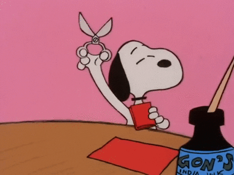 Snoopy Cutting Out Gift For Valentines Day GIF