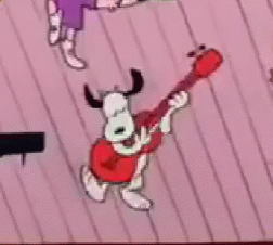 Snoopy Dancing Rooftop Playing Guitar GIF