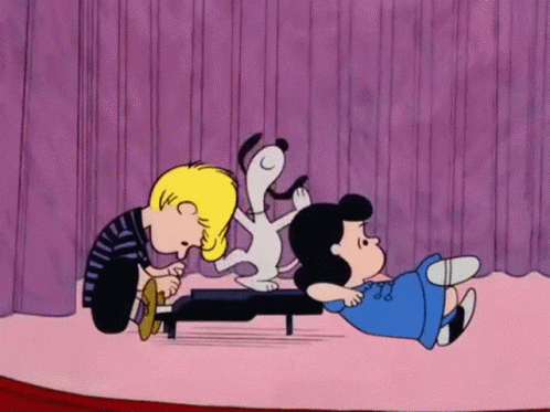 Snoopy Dancing Lucy Schroeder GIF