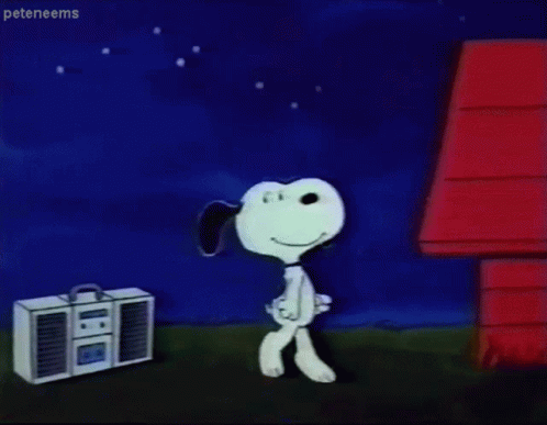 Snoopy Dancing In Front Of Boombox GIF