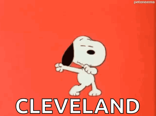Snoopy Dancing in Front of Cleveland