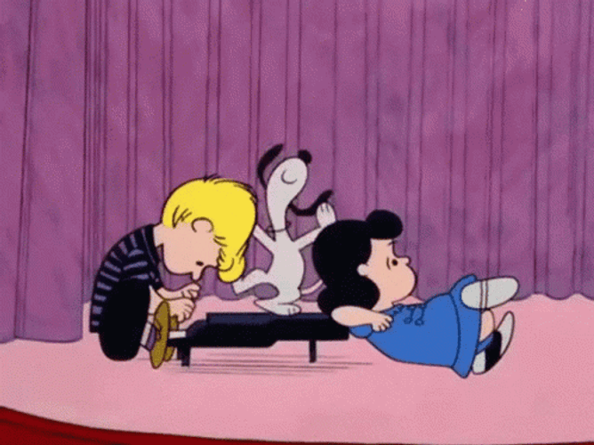 Snoopy Dancing Lucy Schroeder GIF