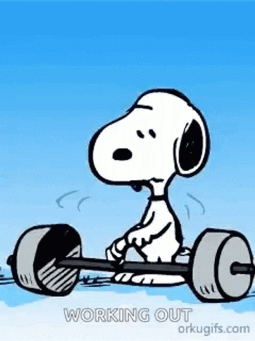 Snoopy Ecstatic Working Out GIF
