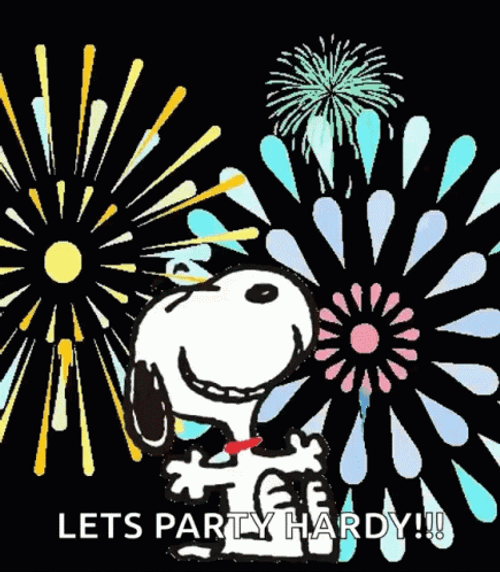 Snoopy Fireworks Party GIF
