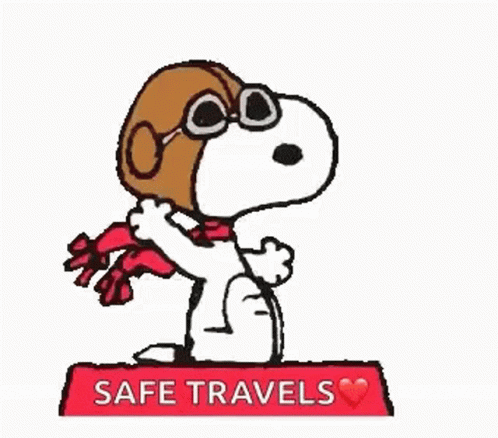 Snoopy Flying Safe Travels GIF