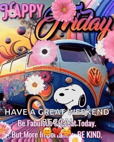 Snoopy Friday Be Kind Flower GIF