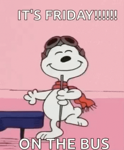 Snoopy Friday Dance On The Bus GIF