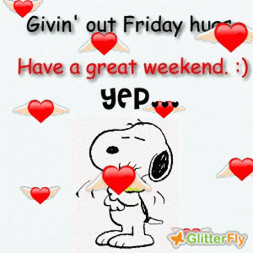 Snoopy Friday Hugs Yep Have A Great Weekend GIF