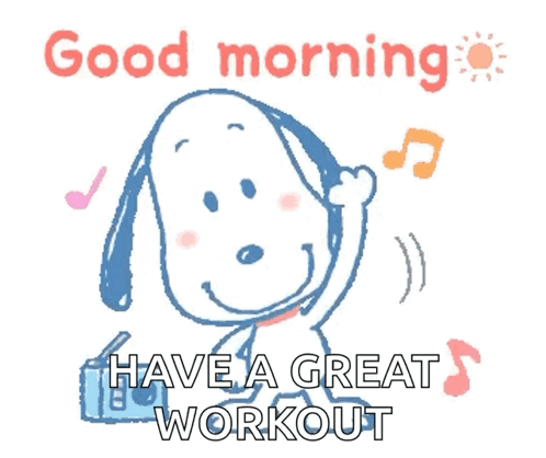 Snoopy Good Morning Work Exercise GIF