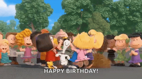 Everyone's Happy For Peanuts Birthday Snoopy Hopping GIF
