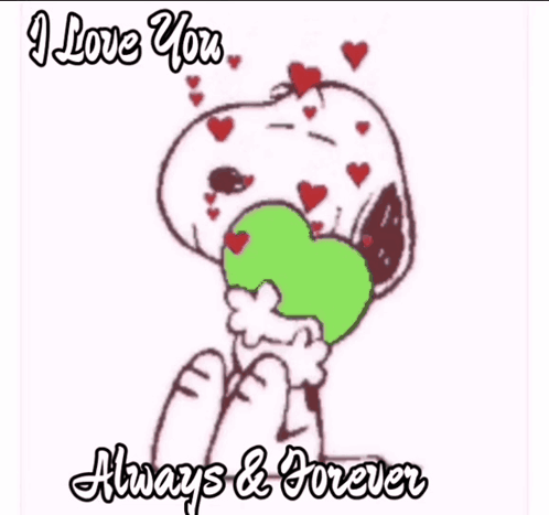 Snoopy Holding Green Heart I Love You