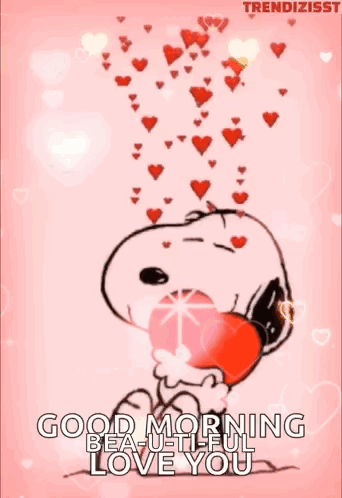 Snoopy Holding Heart Good Morning Beautiful Love You
