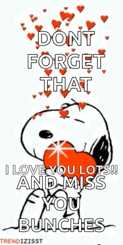Snoopy Holding Heart in Mouth with Hearts