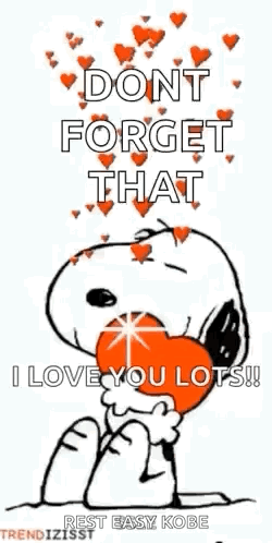 Snoopy Holding Heart Saying Don't Forget I Love You Lots