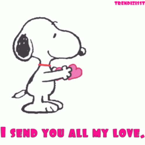 Snoopy Holding Heart Saying I Send You All My Love