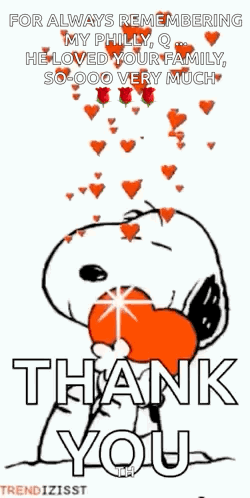 Snoopy Holding Heart Saying Thank You