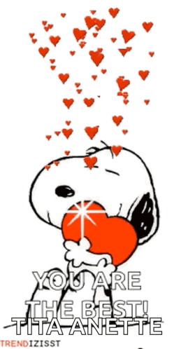 Snoopy Holding Heart With Hearts Saying You Are the Best Tita Anette