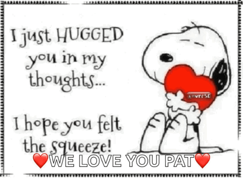 Snoopy Holding Red Heart I Just Hugged You in My Thoughts