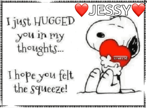 Snoopy Holding Red Heart With Name Jessy
