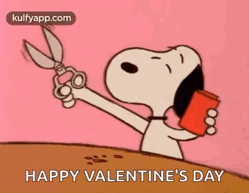 Snoopy Holding Scissors and Cup of Coffee