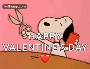 Snoopy Holding Scissors Saying Happy Valentine's Day