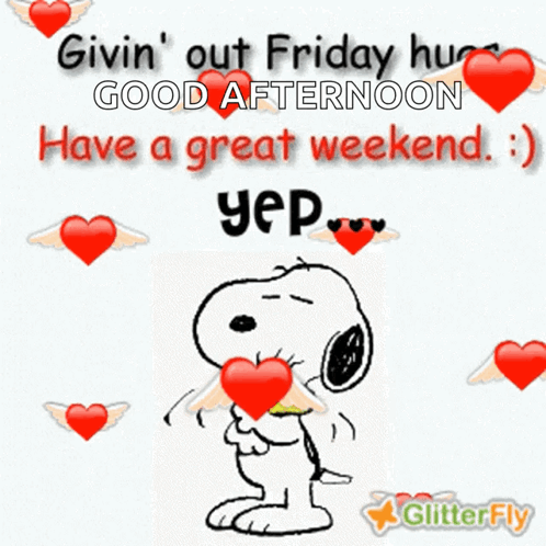 Snoopy Holding Woodstock Saying Good Afternoon Yep GIF