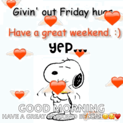 Snoopy Holding Woodstock With Hearts Good Morning GIF