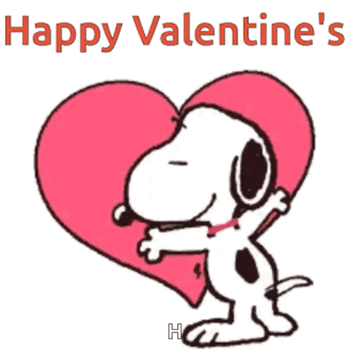 Snoopy Hugging Heart Saying Happy Valentine's GIF