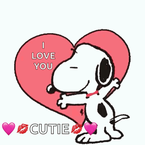 Snoopy Hugging Heart Saying I Love You