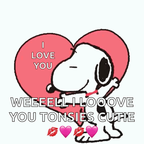 Snoopy Hugging Heart Saying I Love You GIF