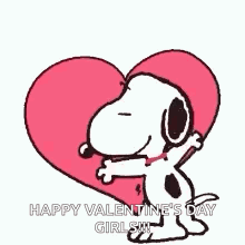Snoopy Hugging Pink Heart GIF