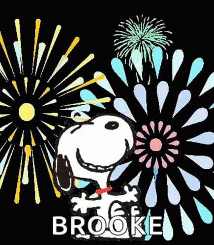 Snoopy in Front of Fireworks Brooke