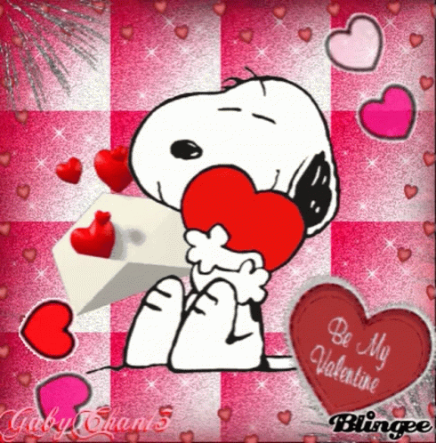 Snoopy In Love Be My Valentine Card GIF