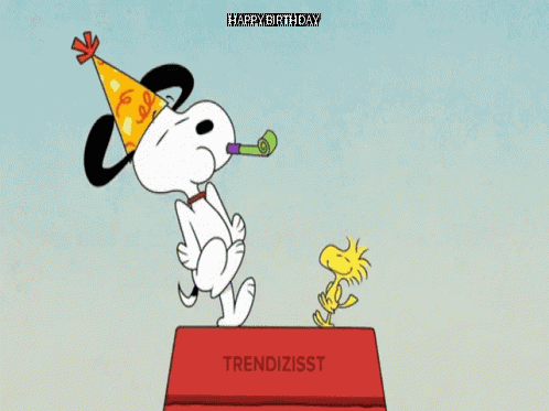Snoopy In Party Hat Saying Happy Birthday GIF