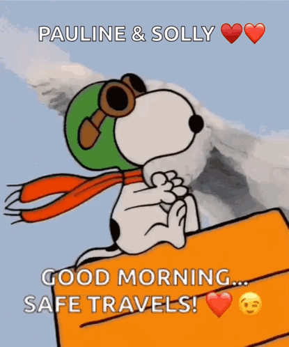 Snoopy in Pilot Helmet Saying Good Morning