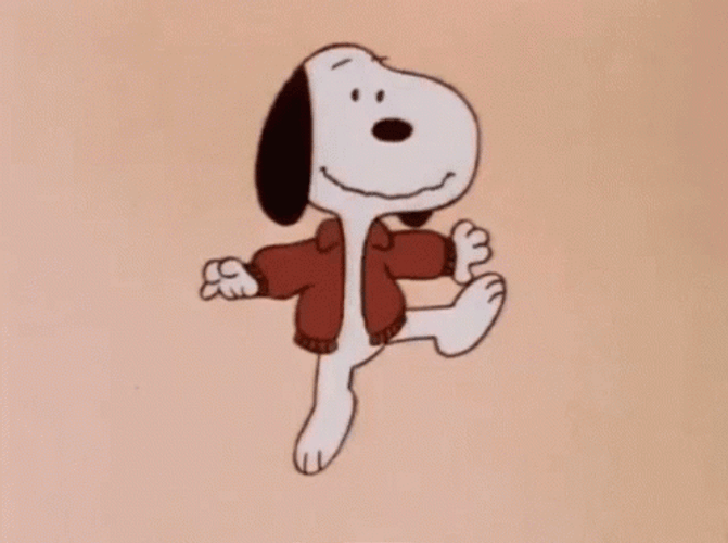 Snoopy In Sweater Jumping For Joy GIF