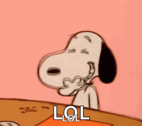 Snoopy Is Brushing His Teeth While Sitting At A Table With A Lol Sign . GIF