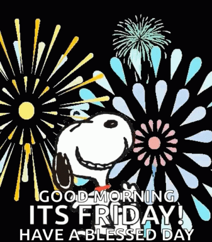Snoopy Is Holding A Sign That Says Good Morning Its Friday Have A Blessed Day . GIF
