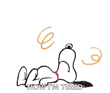 Snoopy Is Laying On His Stomach With A Swirl Around His Head . GIF