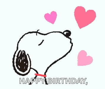 Snoopy Is Surrounded By Pink Hearts And Wishing A Happy Birthday . GIF