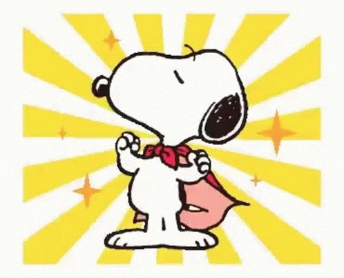 Snoopy Is Wearing A Cape And A Bow Tie On A Yellow And White Background . GIF