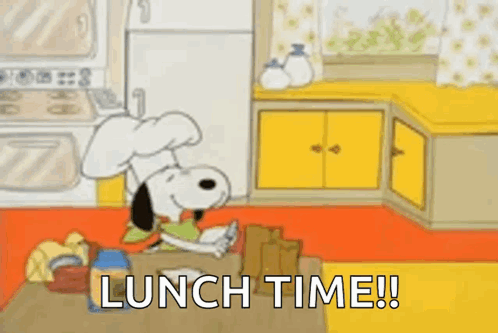 Snoopy Is Wearing A Chef 'S Hat And Holding A Sandwich In A Kitchen . GIF
