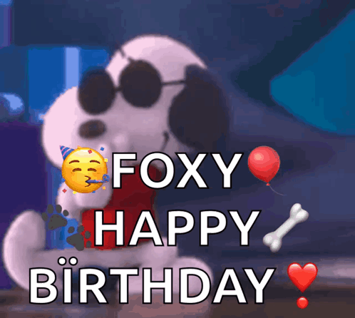 Snoopy Sunglasses Red Balloon Happy Birthday GIF