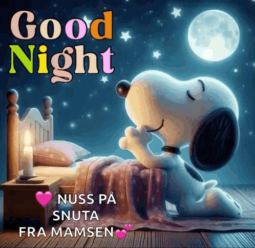 Snoopy Laying In Bed Good Night GIF