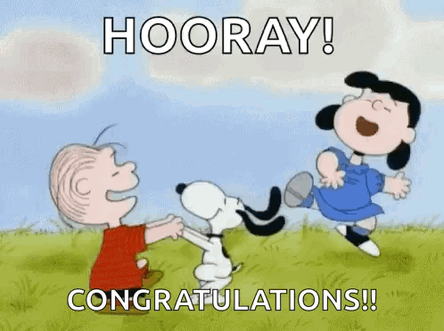 Snoopy Lucy and Linus Saying Hooray