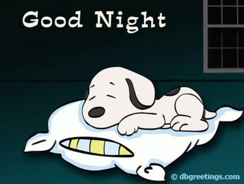 Snoopy Lying On Pillow Good Night GIF