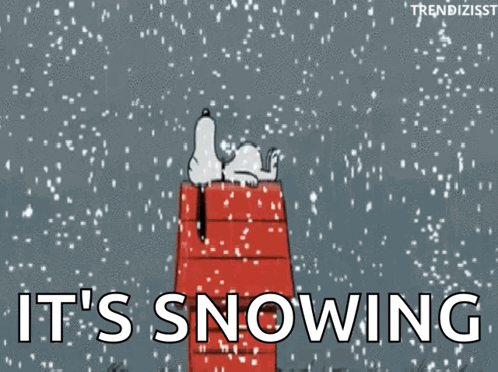 Snoopy Lying on Sleigh in Snow