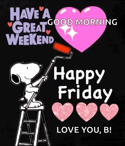 Snoopy Painting Heart With Paint Roller