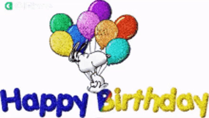 Snoopy Peanuts Carrying Colorful Balloons Happy Birthday GIF