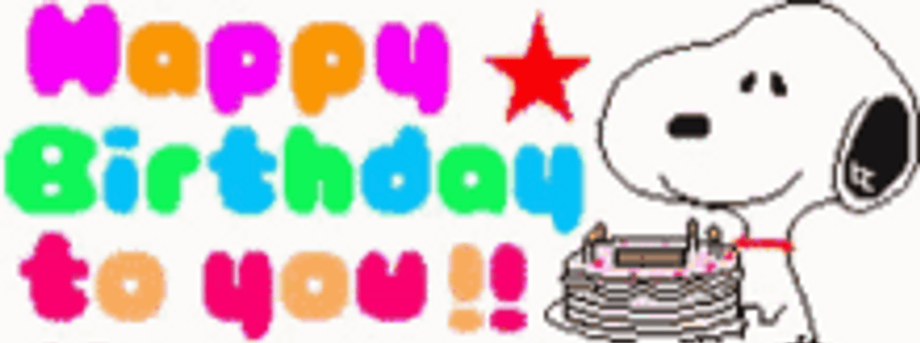 Snoopy Peanuts Happy Birthday Colorful Text GIF